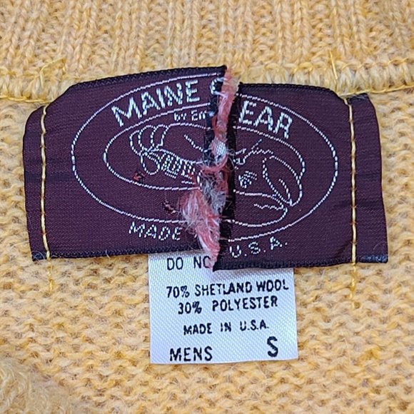 Maine Gear By Emple Vintage Shetland Wool Blend Cable Knit Sweater USA Small - Picture 5 of 7